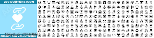 Charity And Volunteering Duotone Editable Icons set.