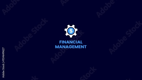 Financial management symbol, dollar management icon, dollar with gear while, currency management logotype background.