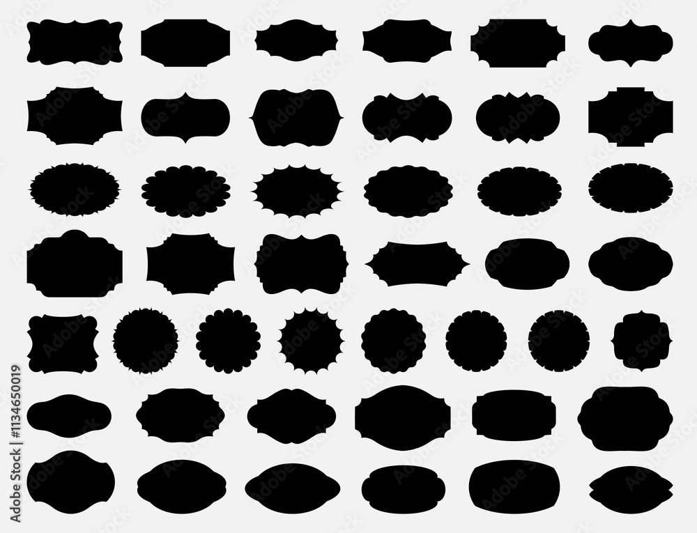 Set of frames: white, black, white outline, black outline. Background, border, design, picture, element, frame, geometric, graphic, icon, illustration, isolated, label Set of frames: white, black, white outline, black outline. Background, border, design, picture, element, frame, geometric, graphic, icon, illustration, isolated, label