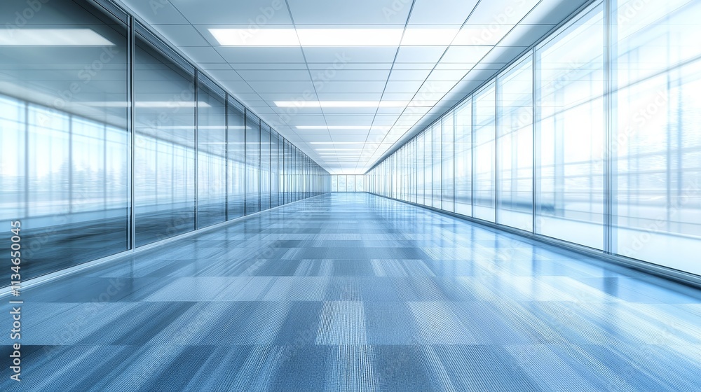 Modern Office Interior with Glass Walls and Natural Light. Creative Working Space Design Modern Office Interior with Glass Walls and Natural Light. Creative Working Space Design