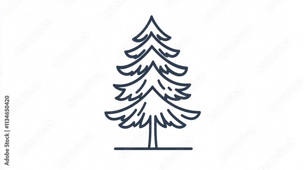 Minimalistic Pine Tree Outline Icon on Transparent Background for Graphic Design Projects Minimalistic Pine Tree Outline Icon on Transparent Background for Graphic Design Projects