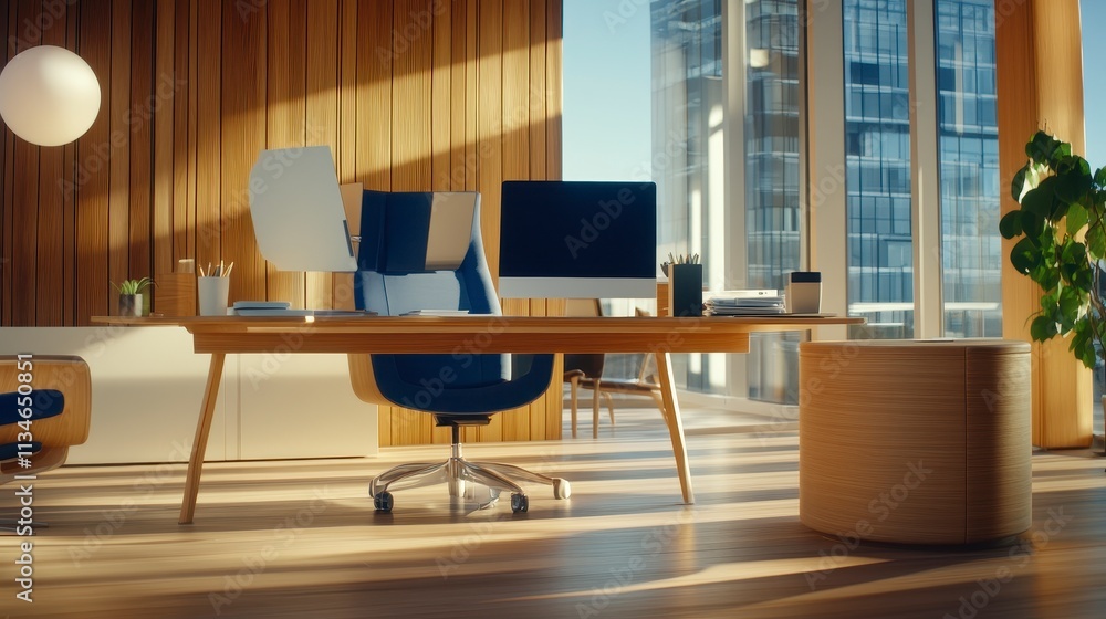 modern office interior with stylish furniture and sunlight modern office interior with stylish furniture and sunlight