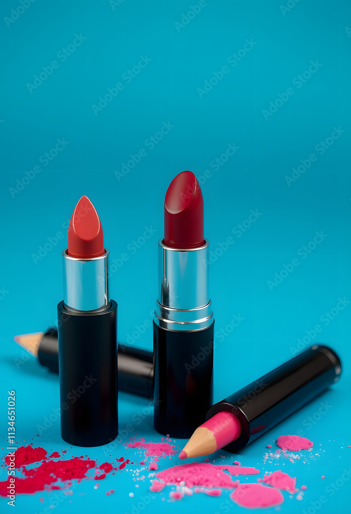 make up beauty lipstick nail polish liquid powder mascara pencil, retro style, with white tones make up beauty lipstick nail polish liquid powder mascara pencil, retro style, with white tones