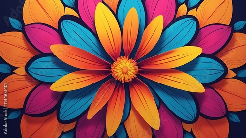 Vivid Colorful Flower Petals Abstract Design