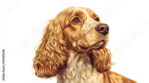 Captivating Cocker Spaniel: An Exquisite Illustration of a Beloved Breed with Luscious Golden Fur and Expressive Eyes, Capturing Its Joyful Spirit and Playful Nature in Stunning Detail photo