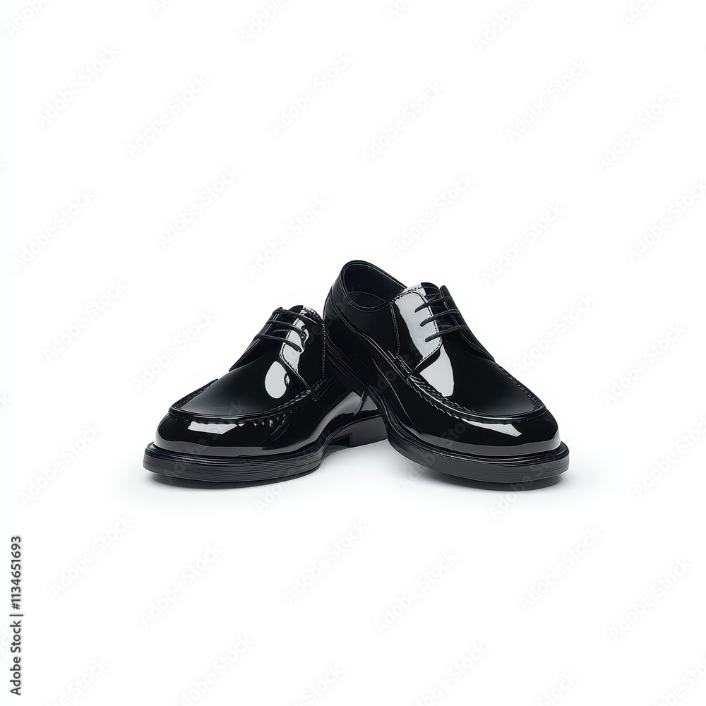 Polished black dress shoes on white background Polished black dress shoes on white background
