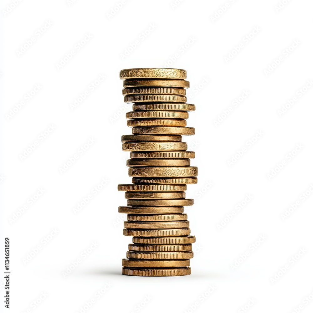 Stack of gold coins on a white background Stack of gold coins on a white background