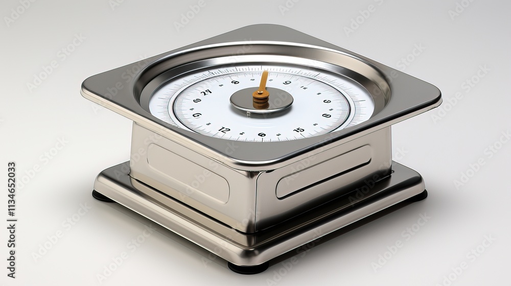 Fototapeta premium Scale showing weight measurement on a sleek modern bathroom floor. Emphasizing self-care and health awareness in daily routines.