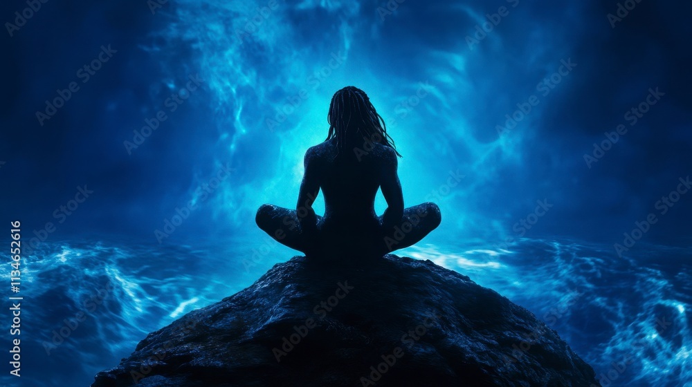Serene meditation by the ocean at night Serene meditation by the ocean at night
