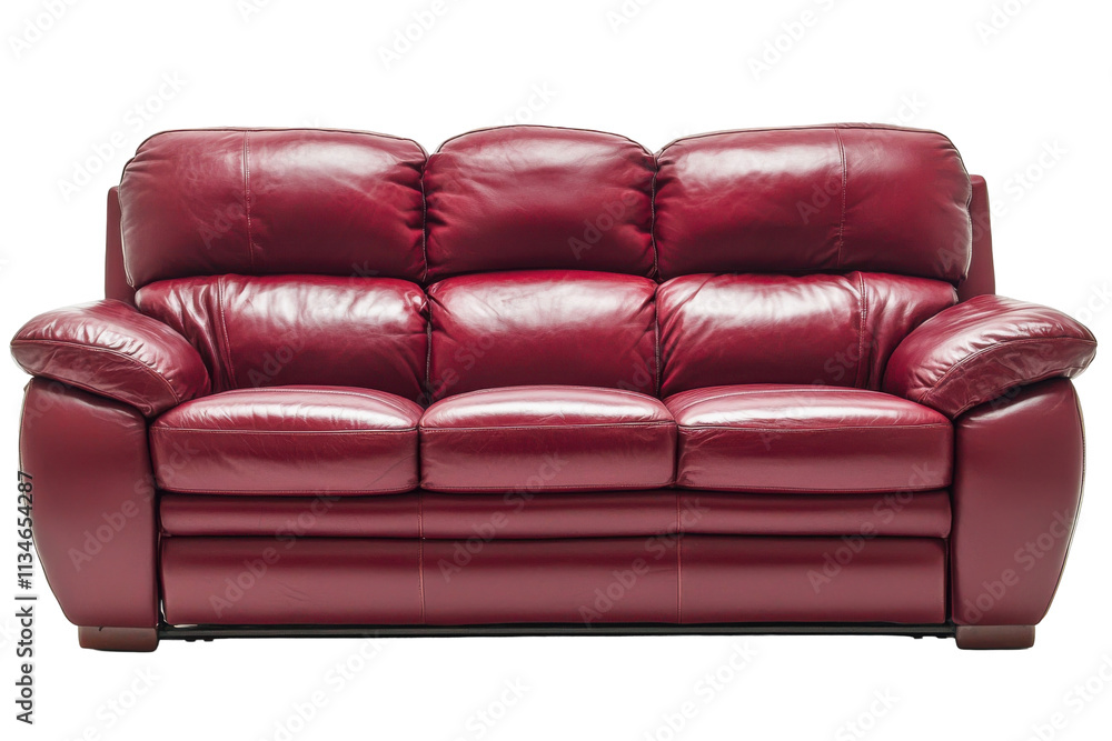 Red Leather Sofa Isolated on PNG Transparent Background Red Leather Sofa Isolated on PNG Transparent Background