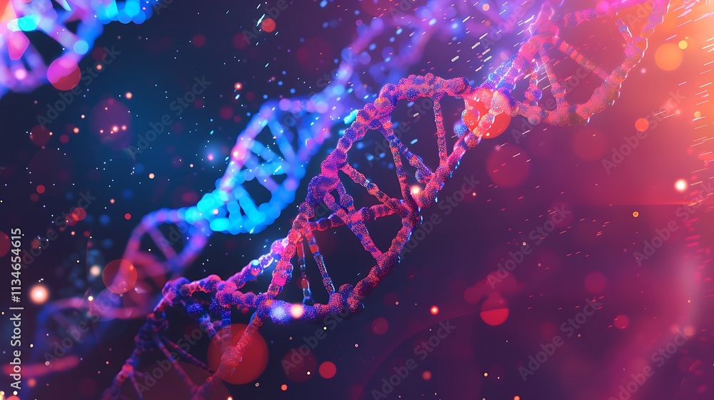 DNA molecule structure on colorful background