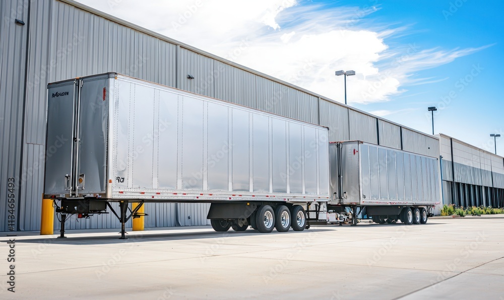 Truck trailers parked outside a warehouse Truck trailers parked outside a warehouse