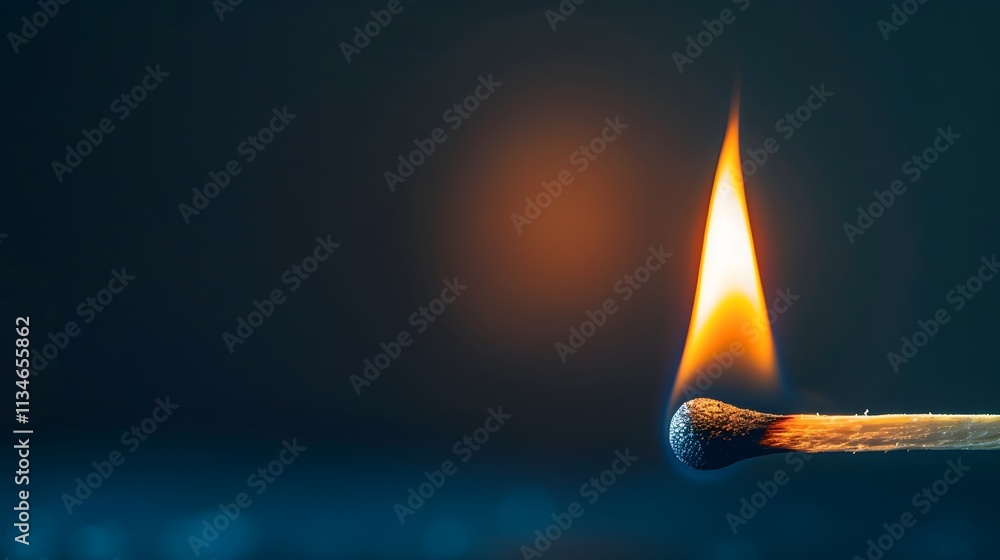 Close-Up of a Matchstick Flame Illuminating a Dark Background Close-Up of a Matchstick Flame Illuminating a Dark Background