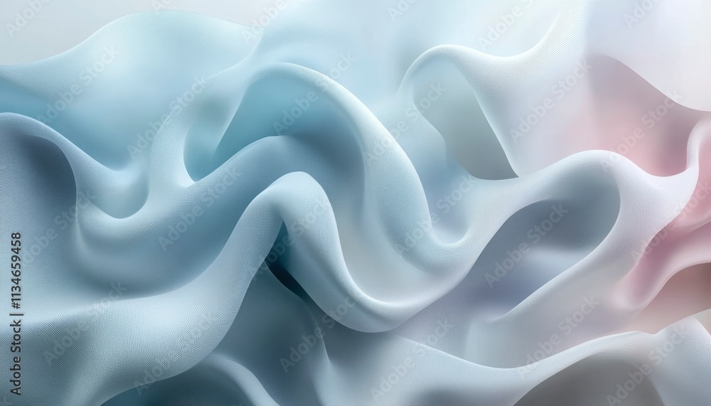 Soft Blue and White Fabric Draped in Elegant Waves Soft Blue and White Fabric Draped in Elegant Waves