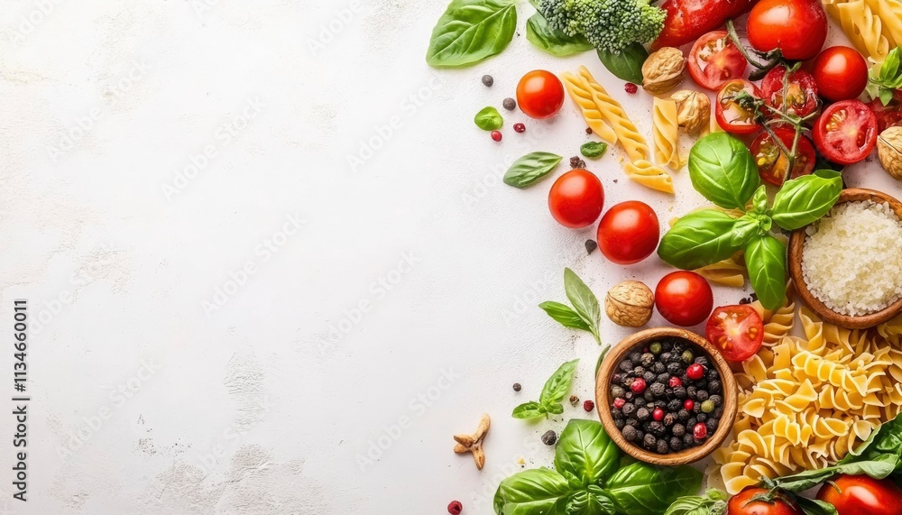 Fresh Pasta Ingredients Ready For Delicious Meal Preparation Fresh Pasta Ingredients Ready For Delicious Meal Preparation