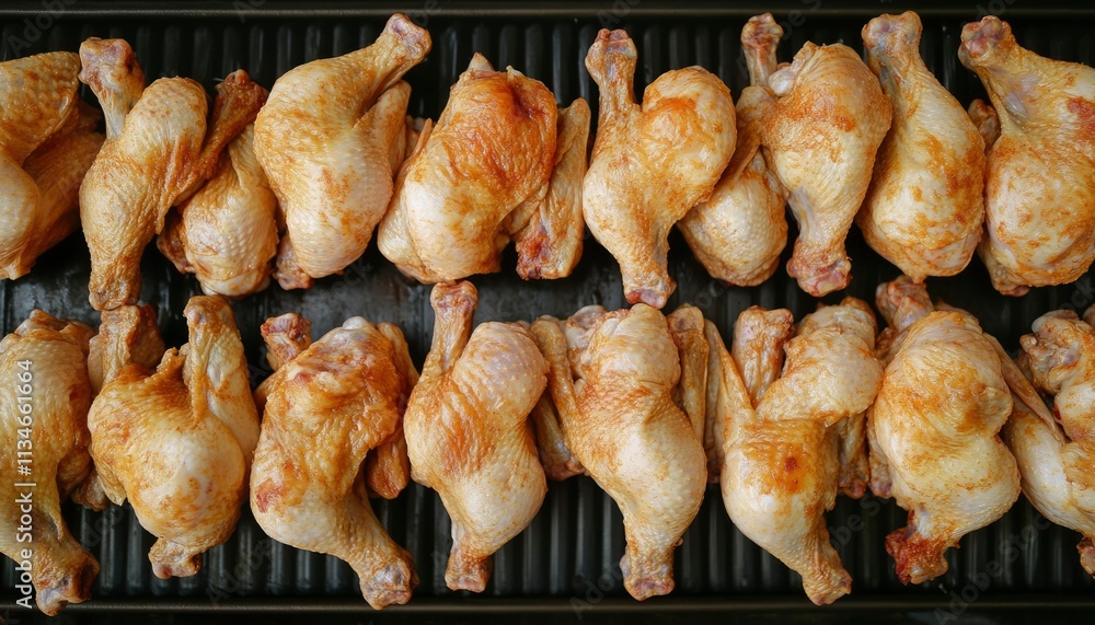 Roasted Chicken Legs Arranged On A Grilling Tray Roasted Chicken Legs Arranged On A Grilling Tray
