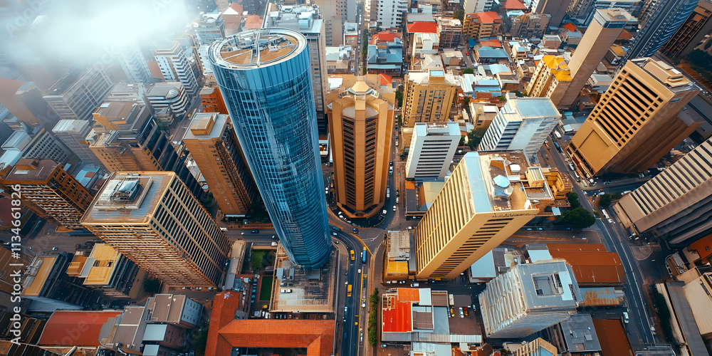 Obraz premium Aerial Cityscape Illustration