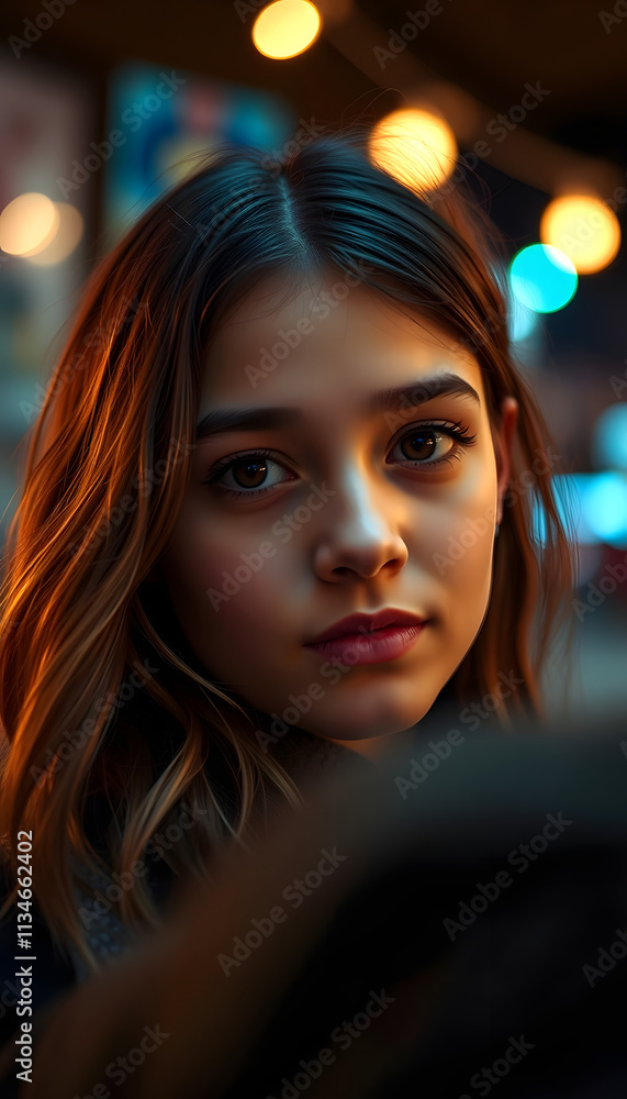 Close up of girl looking at the camera and feeling confident, cinematic, with white tones Close up of girl looking at the camera and feeling confident, cinematic, with white tones