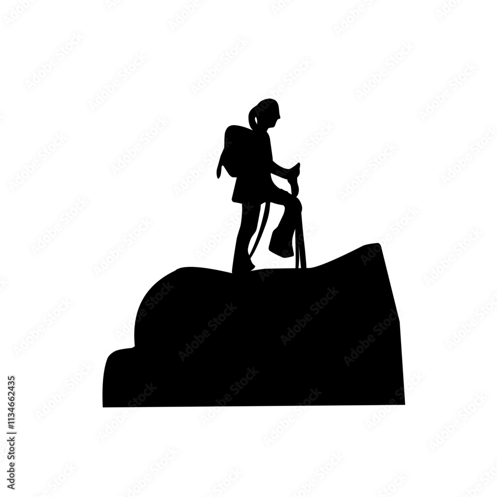 Rock climbing mountain silhouette