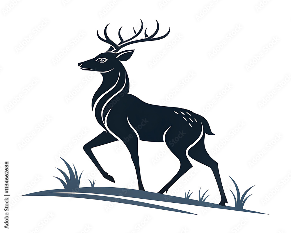Deer silhouette logo design inspiration with a flat design using a black color Deer silhouette logo design inspiration with a flat design using a black color