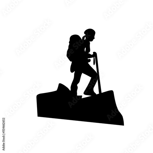 Rock climbing mountain silhouette