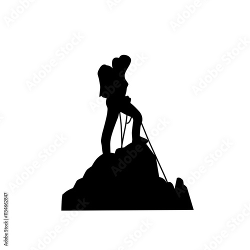 Rock climbing mountain silhouette