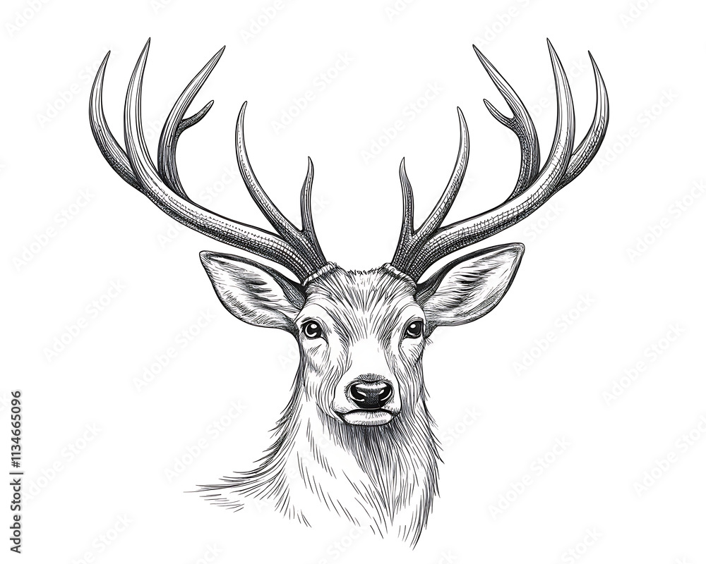 Hand drawn Deer sketch vector illustration Hand drawn Deer sketch vector illustration