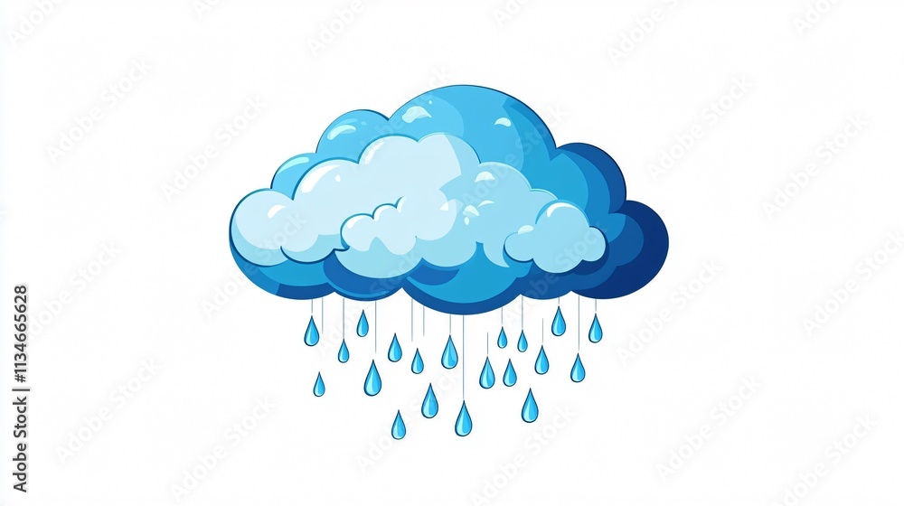 Isolated 2D Cloud with Rain Vector Icon for Weather Forecasting Apps Design Isolated 2D Cloud with Rain Vector Icon for Weather Forecasting Apps Design