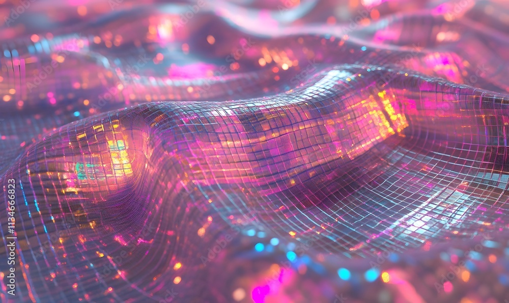 Abstract flowing grid with colorful lights. Abstract flowing grid with colorful lights.