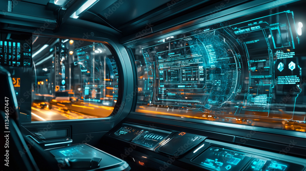 Futuristic Transport Vehicle Holographic Interface: Customizable Travel Experience Futuristic Transport Vehicle Holographic Interface: Customizable Travel Experience