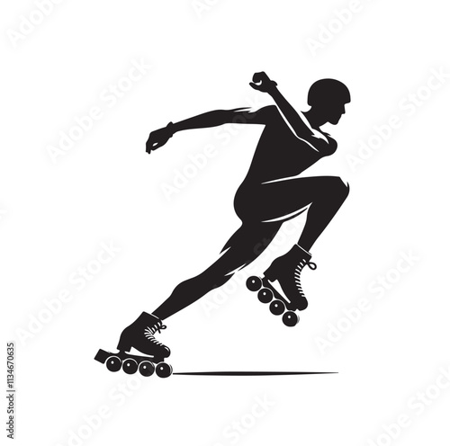 roller skating pose silhouette vector illustration
