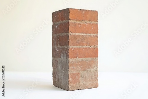 a realistic side view of a heavy brick counterweight against a white pristine