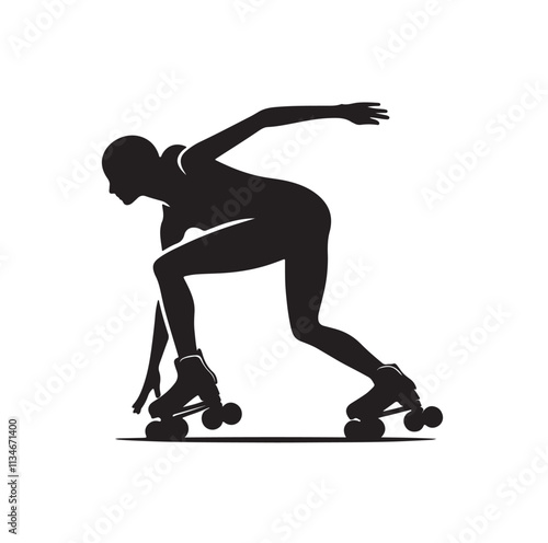 roller skating pose silhouette vector illustration