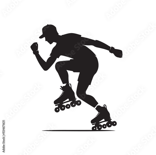 roller skating pose silhouette vector illustration