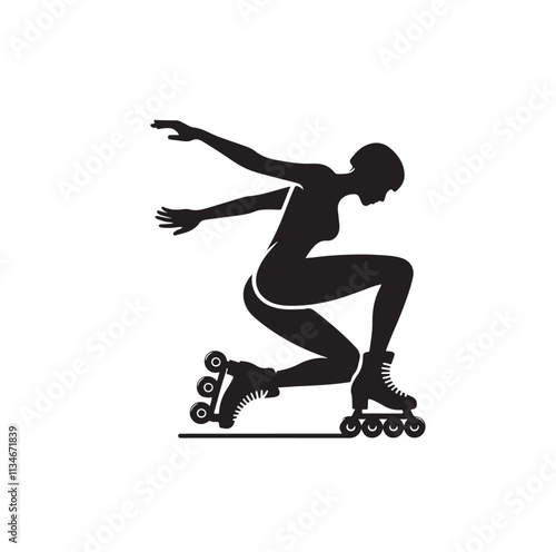 roller skating pose silhouette vector illustration
