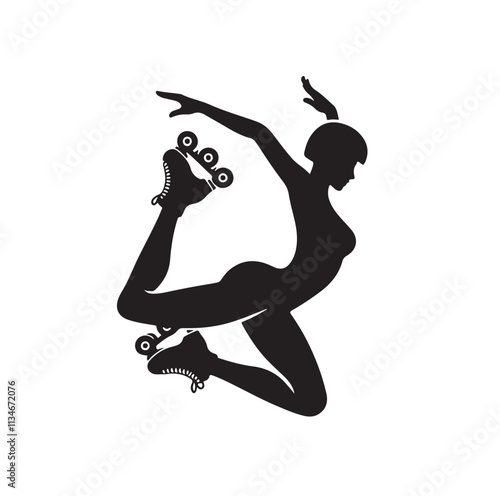 roller skating pose silhouette vector illustration