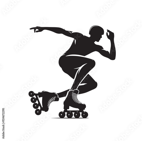 roller skating pose silhouette vector illustration
