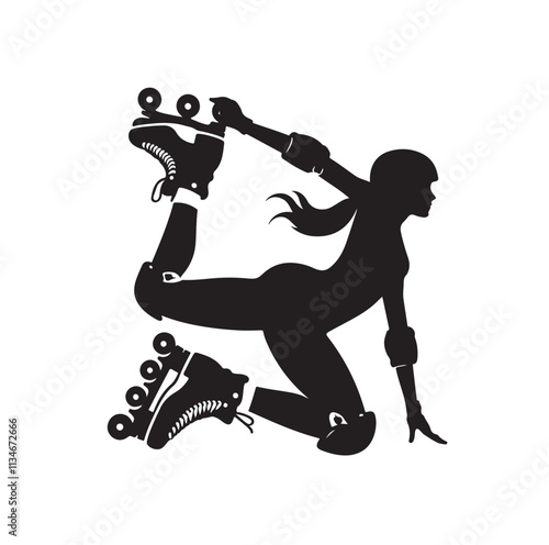 roller skating pose silhouette vector illustration
