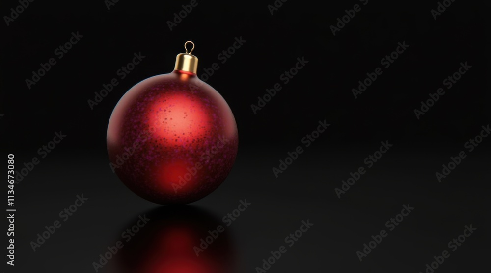 Glossy Red Christmas Bauble with Gold Top and Glitter Glossy Red Christmas Bauble with Gold Top and Glitter