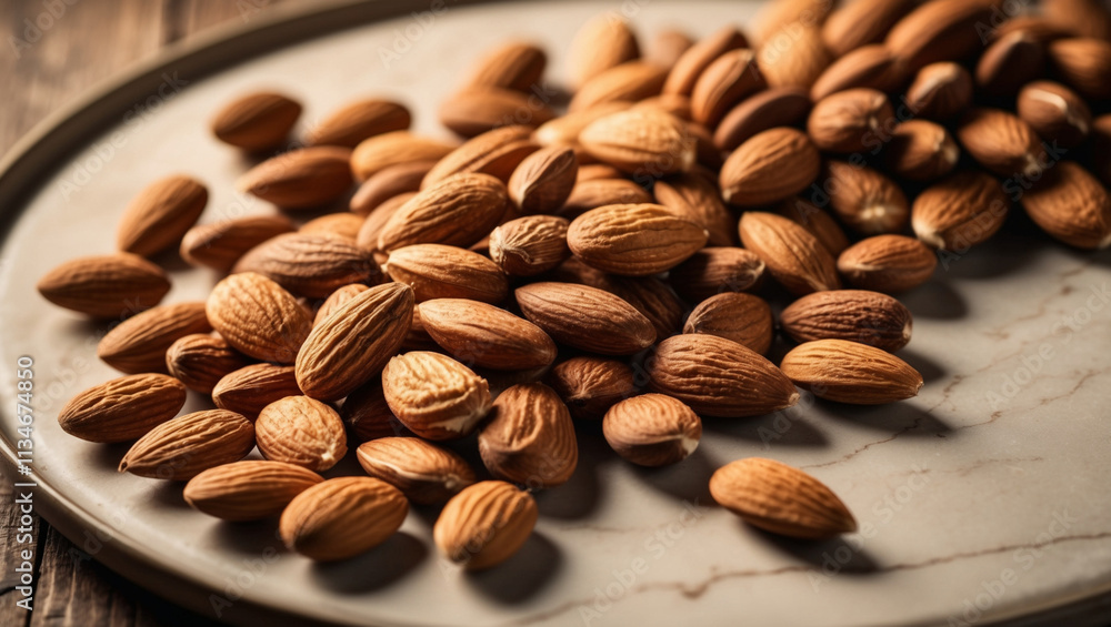 Fototapeta premium Explore almond images for snacks, baking, and healthy recipes. Perfect for creative food designs, vegan dishes, and nutritious ideas.