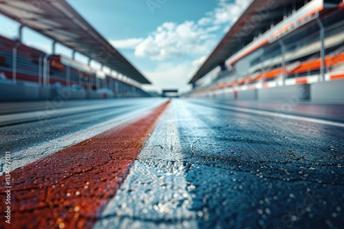 Detail of Race Track Starting and Finishing Grid, CloseUp of Motorsports Circuit