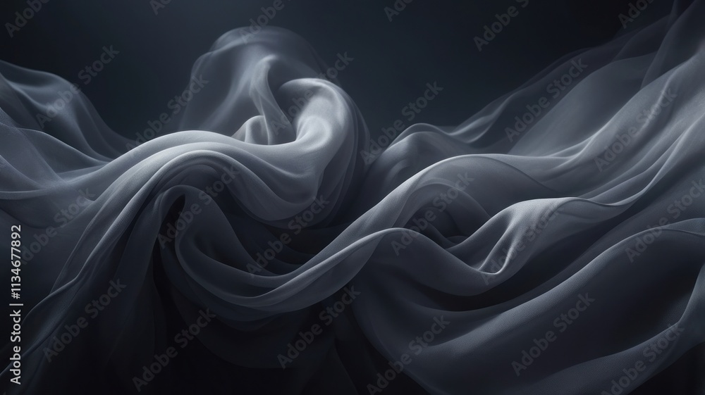 Obraz premium Abstract Smoke with Soft Flowing Waves in Dark Gray