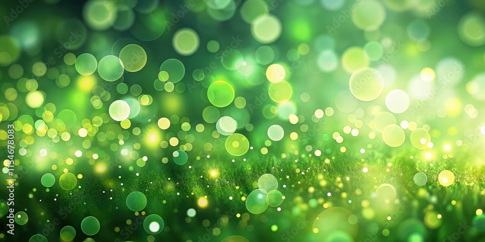 Fototapeta premium Abstract Green Bokeh Background with Sparkling Lights and a Soft Focus Effect