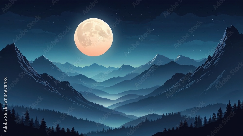 Wallpaper Mountains under a Starry Sky Background Wallpaper Mountains under a Starry Sky Background