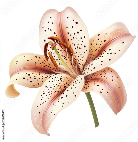 Spotted lily blossom, peach tones, isolated. photo