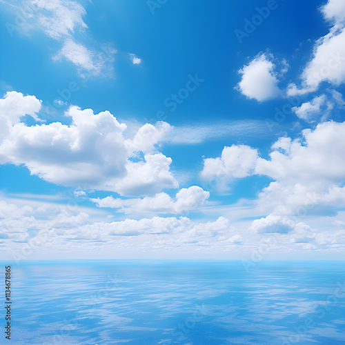 Breathtaking Display of Azure Sky Interspersed with Wispy White Clouds under Sunny Daylight