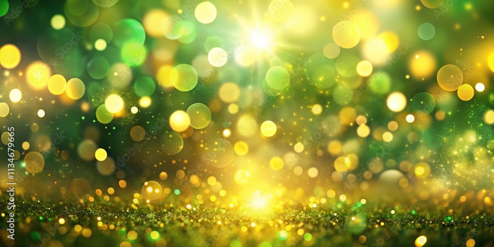 A shimmering abstract background with golden and green bokeh lights, resembling a magical forest or a celestial scene. A shimmering abstract background with golden and green bokeh lights, resembling a magical forest or a celestial scene.