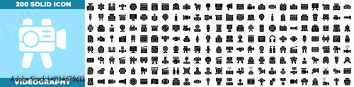Videography Solid Editable Icons set.