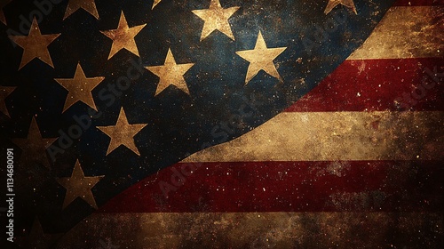 Grunge American Flag Background Texture
