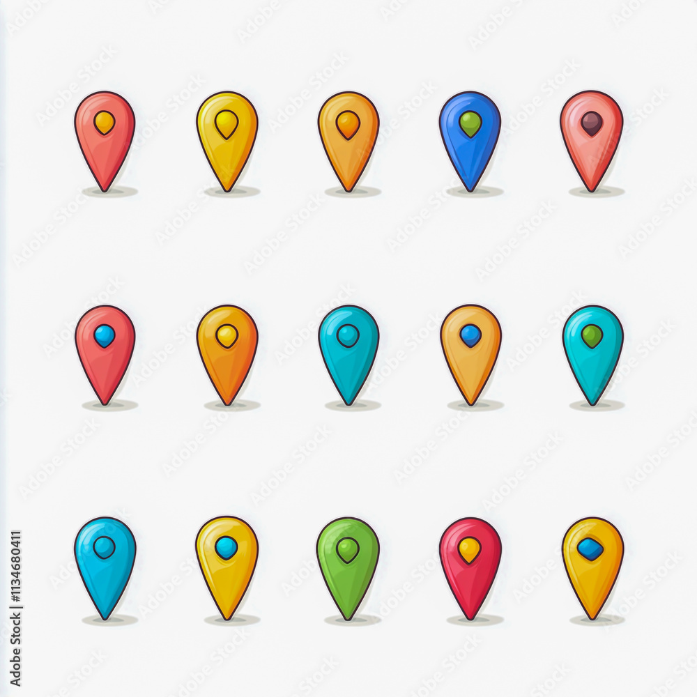 Collection set of colorful location pin icons isolated on white background. Collection set of colorful location pin icons isolated on white background.